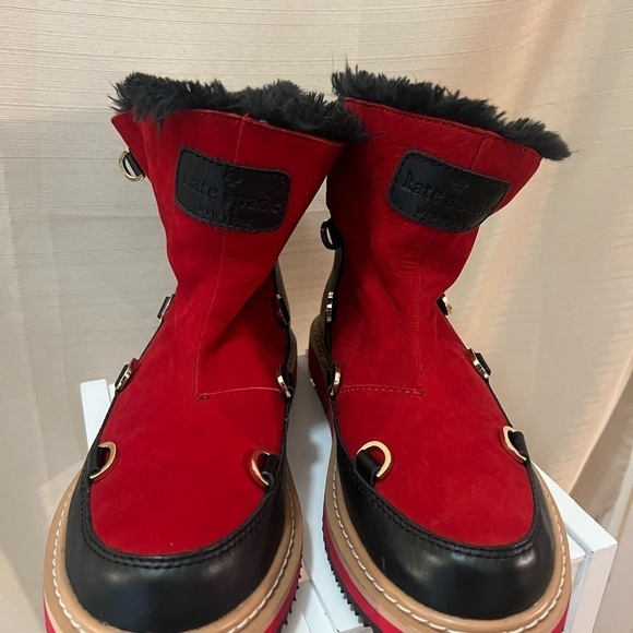 Kate Spade women’s red and black chinky boot missing laces size 7 - Picture 5 of 12